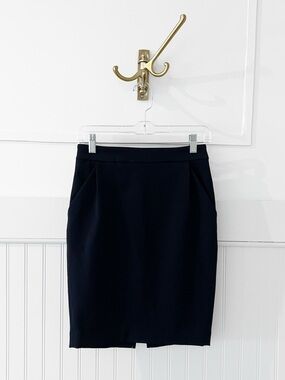 Express Dark Navy Blue Pencil Skirt with Front Pockets